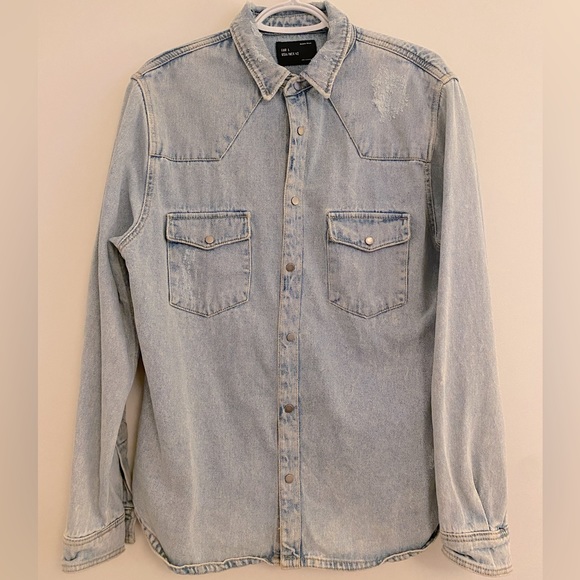 ZARA Denim Jean Buttoned Shirt/ Jacket - Picture 1 of 6